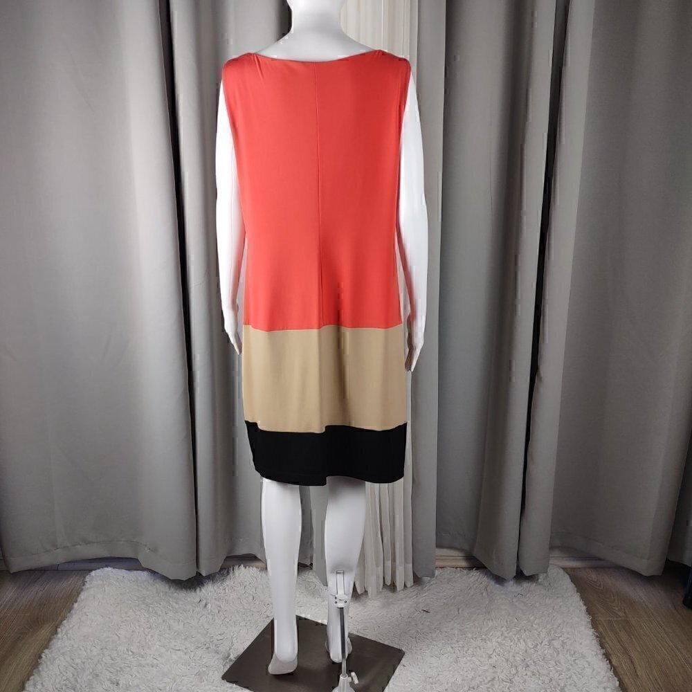 Muse Women's, Coral, Nude, Black, Drape Neck Sleeveless Midi Dress Size 14 - Picture 3 of 10